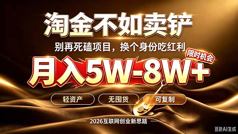 别再傻乎乎埋头跑项目!互联网真正赚钱逻辑:做卖铲人,拒绝当韭菜,逆风翻盘月入5-8W+|副业联盟