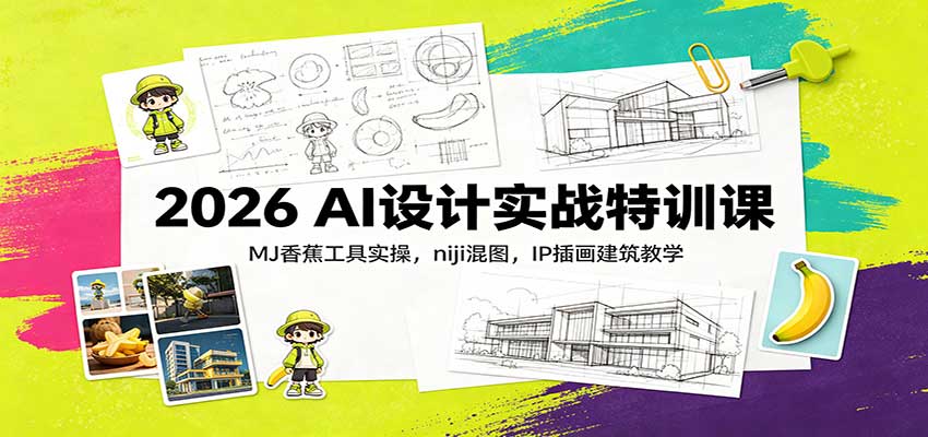 2026 AI设计实战特训课：MJ香蕉工具实操，niji混图，IP插画建筑教学|副业联盟