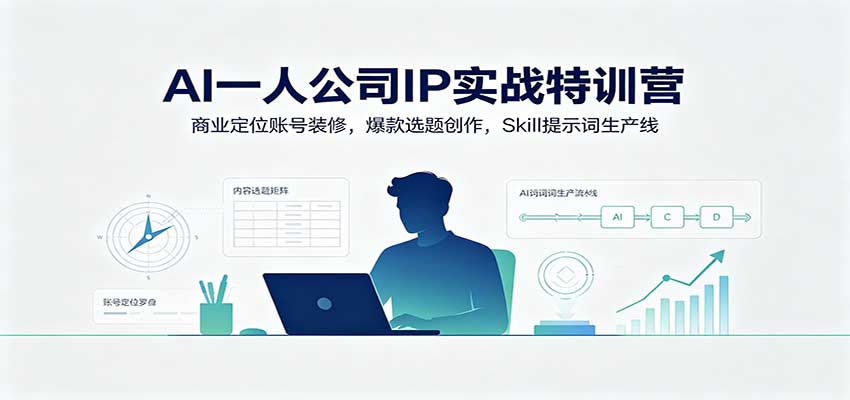 AI一人公司IP实战特训营:商业定位账号装修,爆款选题创作,Skill提示词生产线|副业联盟