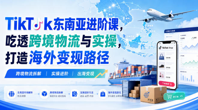 TikTok东南亚进阶课,吃透跨境物流与实操,打造海外变现路径|副业联盟