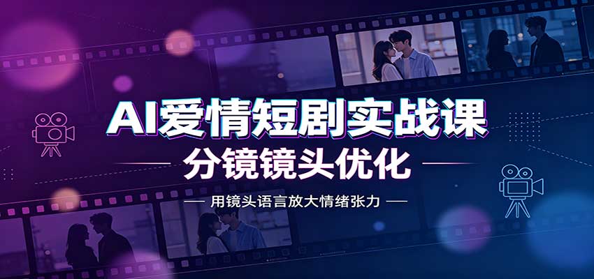 AI爱情短剧实战课:故事剧本创作,分镜镜头优化,智能体提示词|副业联盟