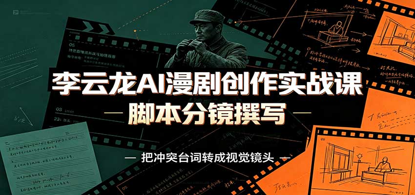 李云龙AI漫剧创作实战课:角色人设还原,脚本分镜撰写,AI漫剧成片完整制作教学|副业联盟