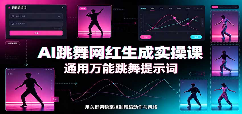 AI跳舞网红生成实操课:通用万能跳舞提示词,多模型适配,人物舞蹈视频制作全套教学|副业联盟
