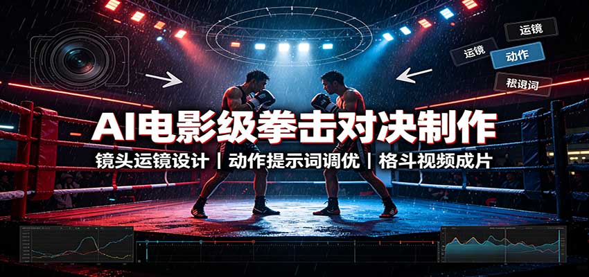 AI电影级拳击对决制作:镜头运镜设计,动作提示词调优,格斗视频成片|副业联盟