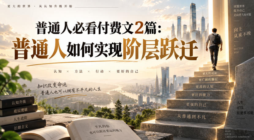 普通人必看付费文2篇：普通人如何实现阶层跃迁 - 副业联盟|副业联盟