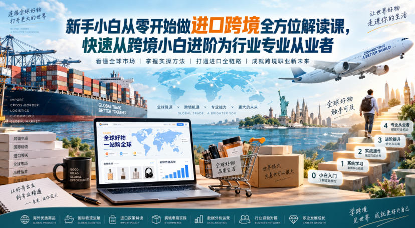 新手小白从零开始做进口跨境全方位解读课,快速从跨境小白进阶为行业专业从业者|副业联盟