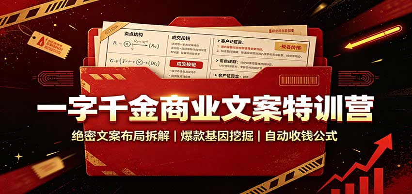 一字千金商业文案特训营:绝密文案布局拆解,爆款基因挖掘,自动收钱公式|副业联盟