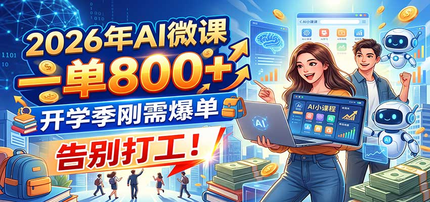2026年AI微课,一单800+,开学季刚需爆单,告别打工!|副业联盟