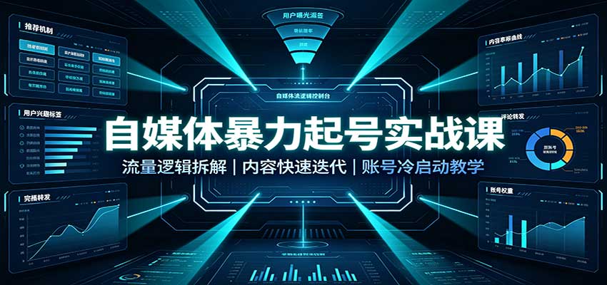 自媒体暴力起号实战课:流量逻辑拆解,内容快速迭代,账号冷启动教学|副业联盟