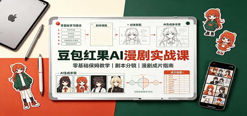 豆包红果AI漫剧实战课:零基础保姆教学,剧本分镜,漫剧成片指南|副业联盟