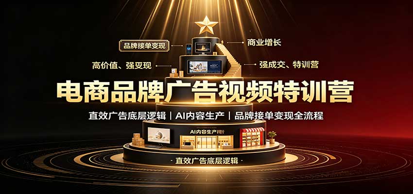 电商品牌广告视频特训:直效广告底层逻辑,AI内容生产,品牌接单变现全流程|副业联盟