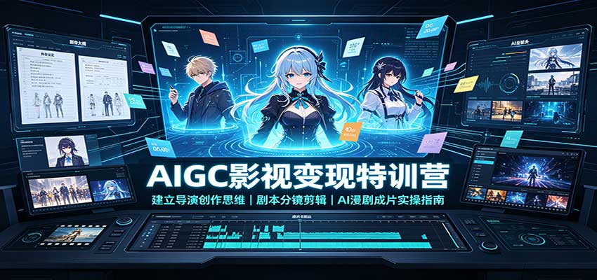 AIGC影视变现特训营:建立导演创作思维,剧本分镜剪辑,AI漫剧成片实操指南|副业联盟
