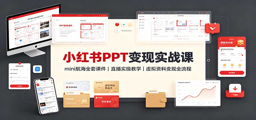 小红书PPT变现实战课:mini航海全套课件+直播实操教学,虚拟资料变现全流程|副业联盟