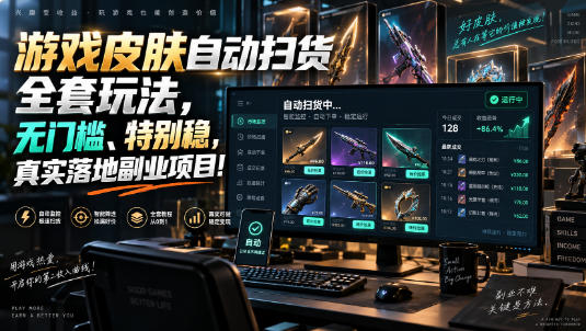 游戏皮肤自动扫货全套玩法,无门槛、特别稳,真实落地副业项目!【揭秘】|副业联盟