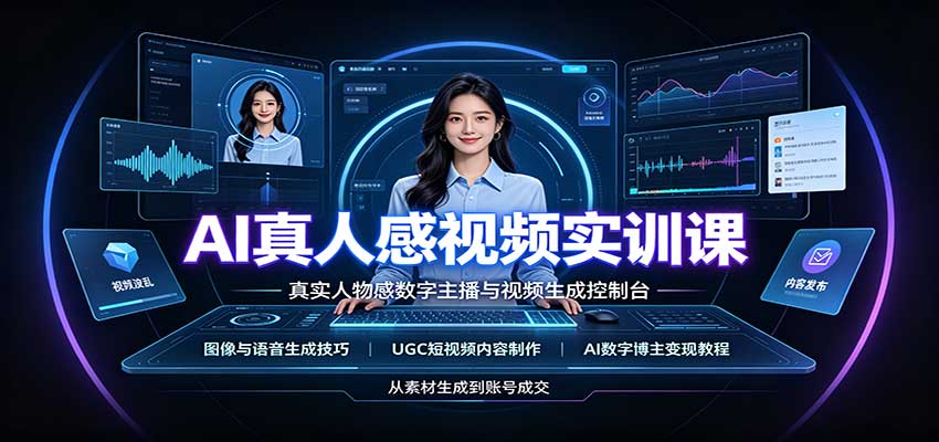 AI真人感视频实训课:图像语音生成,UGC内容制作,AI数字博主变现教程|副业联盟