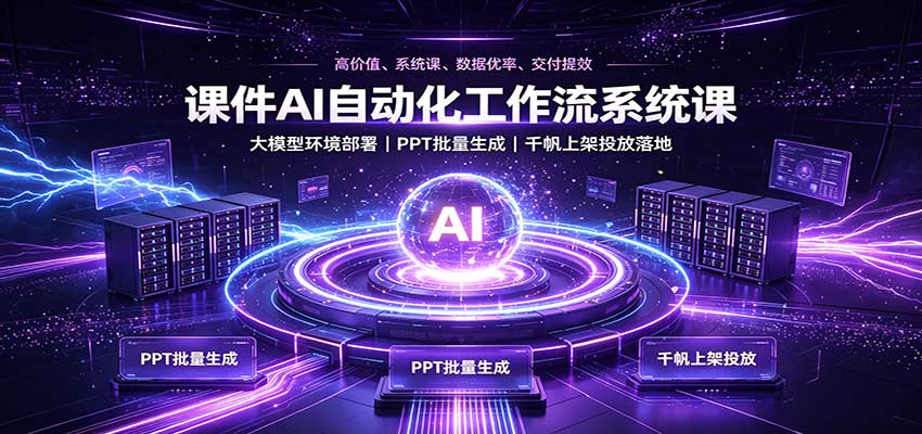 课件AI自动化工作流系统课:大模型环境部署,PPT批量生成,千帆上架投放落地|副业联盟