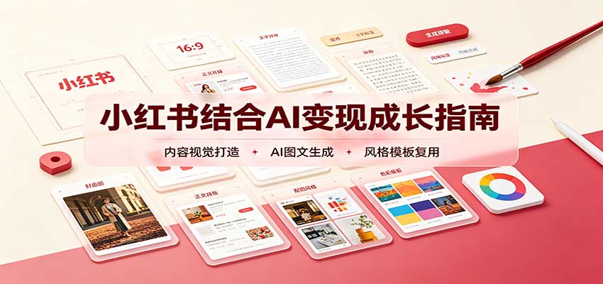 小红书结合AI变现成长指南：账号精准定位，内容视觉打造，搭建可复制流量获客体系|副业联盟