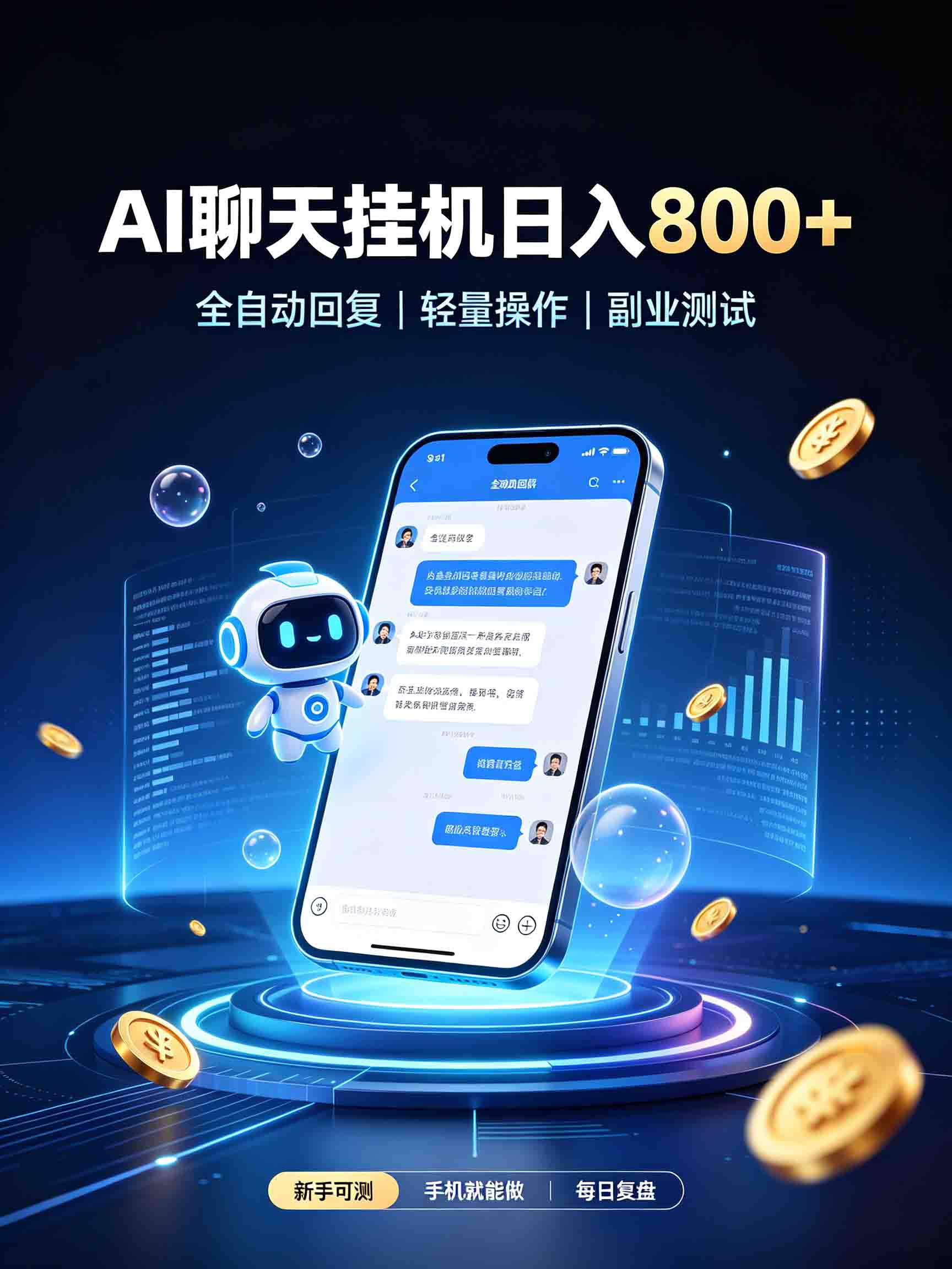 AI聊天挂机，日入800+，适用个人副业，工作室矩阵操作|副业联盟