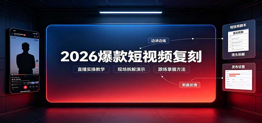 2026爆款短视频复刻:直播实操教学,配套文字文档掌握全流程|副业联盟