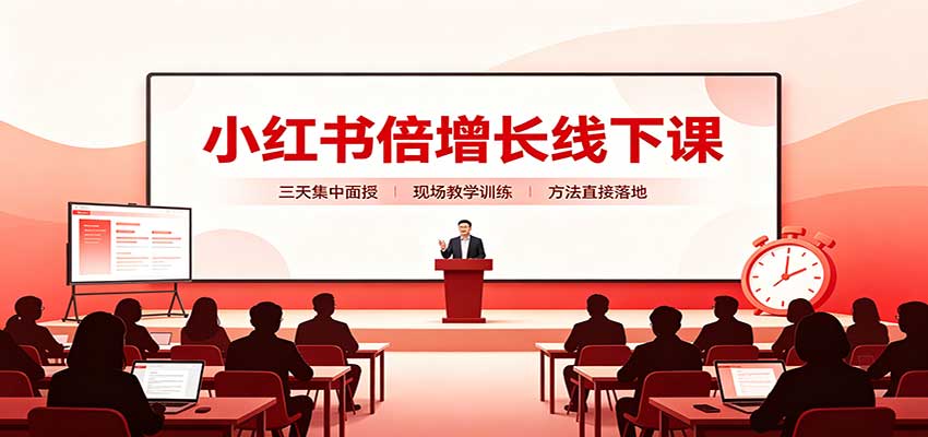 小红书倍增长线下课：三天集中面授，拆解选品、素材制作与起号全链路|副业联盟