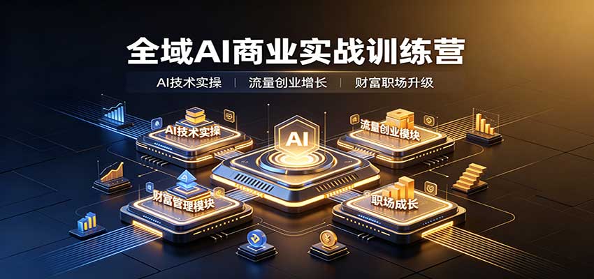 全域AI商业实战训练营：涵盖AI技术实操、流量创业、财富管理与职场成长全体系内容|副业联盟