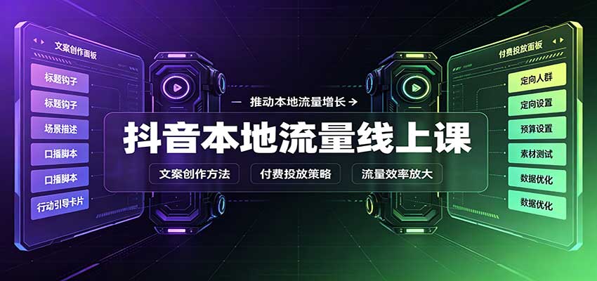 抖音本地流量线上课：账号搭建拍摄剪辑，文案创作与付费投放教学|副业联盟