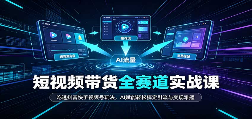 短视频带货全赛道：吃透抖音快手视频号玩法，AI赋能轻松搞定引流与变现难题|副业联盟