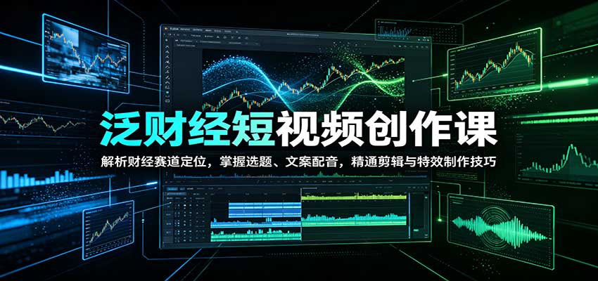 泛财经短视频创作课：解析财经赛道定位，掌握选题、文案配音，精通剪辑与特效制作技巧|副业联盟
