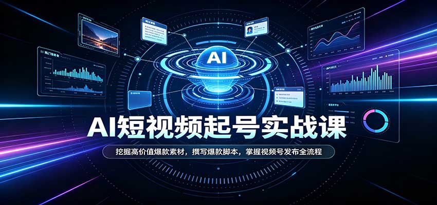 短视频AI起号实战课:挖掘高价值爆款素材,撰写爆款脚本,掌握视频号发布全流程|副业联盟