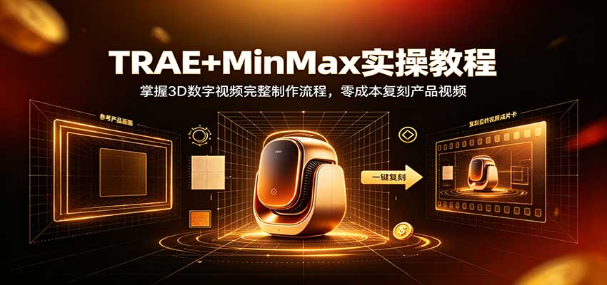TRAE+MinMax实操教程:3D数字视频完整制作流程,零成本复刻产品视频|副业联盟