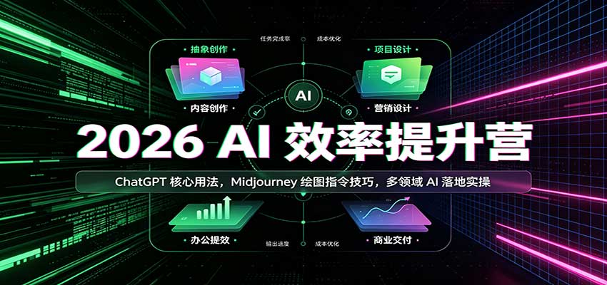 2026 AI效率提升营:ChatGPT核心用法,Midjourney绘图指令技巧,多领域AI落地实操|副业联盟