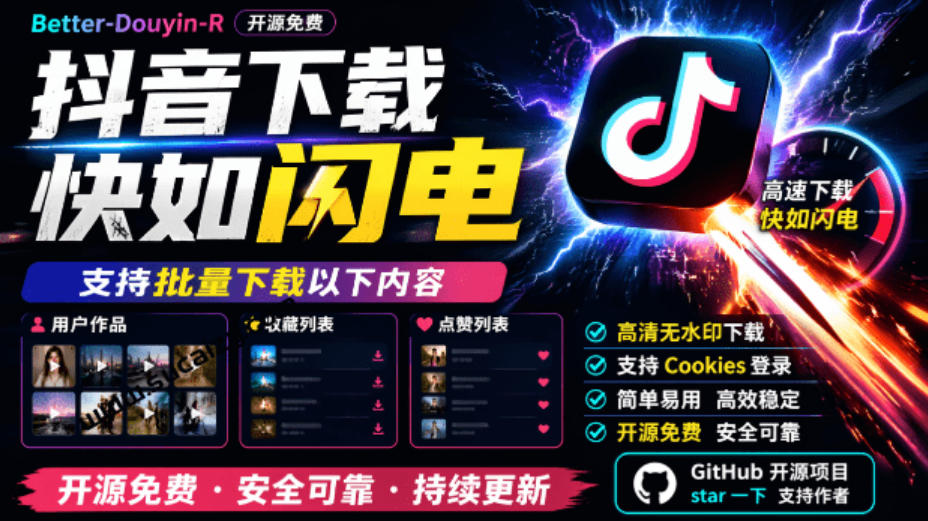超级好用!抖音视频下载神器,支持批量下载用户作品收藏列表和点赞列表,开源完全免费Better-douyin-R|副业联盟