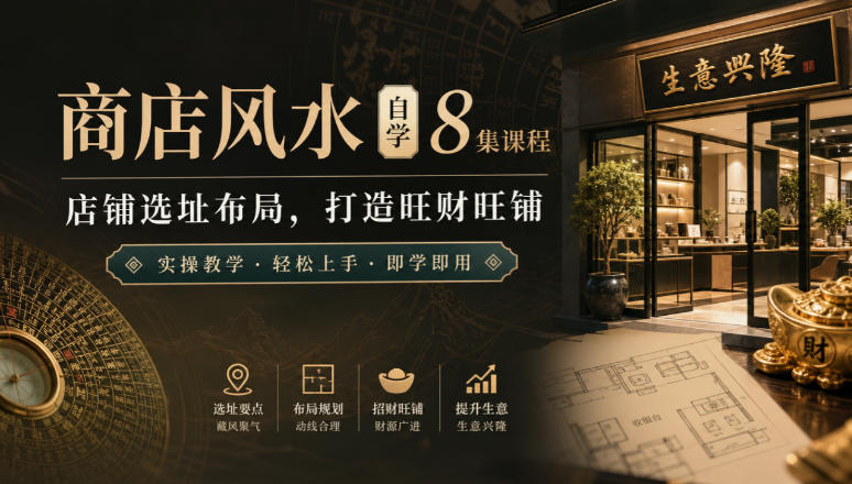 商店风水自学8集课程｜店铺选址布局，打造旺财旺铺实操教学 - 副业联盟|副业联盟