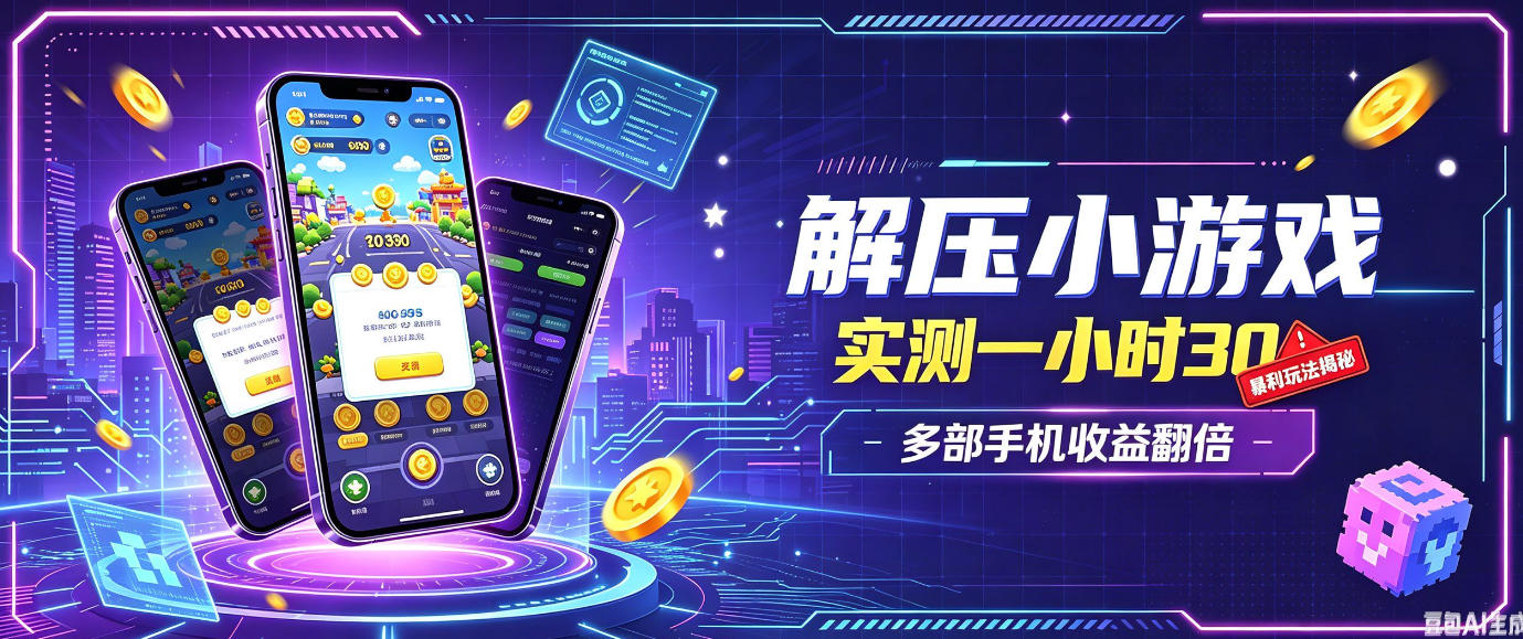 小游戏全流程玩法,实测一小时搞30,简单无脑解压,当天做当天就能看到进账,直接冲就行【揭秘】|副业联盟