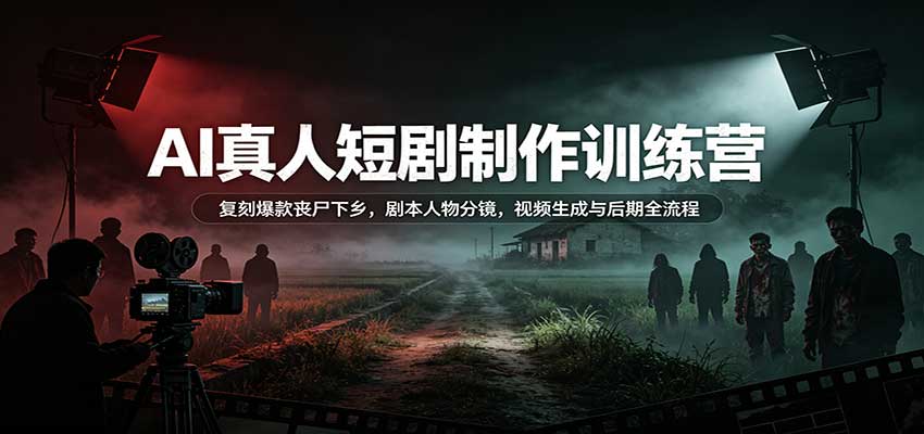 AI真人短剧制作训练营:复刻爆款丧尸下乡,剧本人物分镜,视频生成与后期全流程|副业联盟