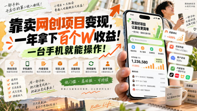 网创小程序虚拟资料变现,一年拿下百万收益,一部手机就可以做,0成本变现副业!|副业联盟