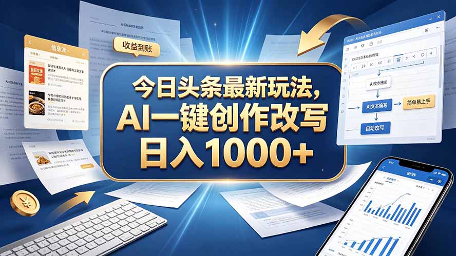 今日头条最新玩法，AI 一键创作改写，简单易上手，轻松日入 1000 + - 副业联盟|副业联盟