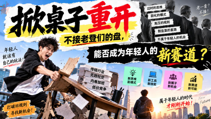 某公众号付费文章:掀桌子重开,不接老登们的盘,能否成为年轻人的新赛道?|副业联盟
