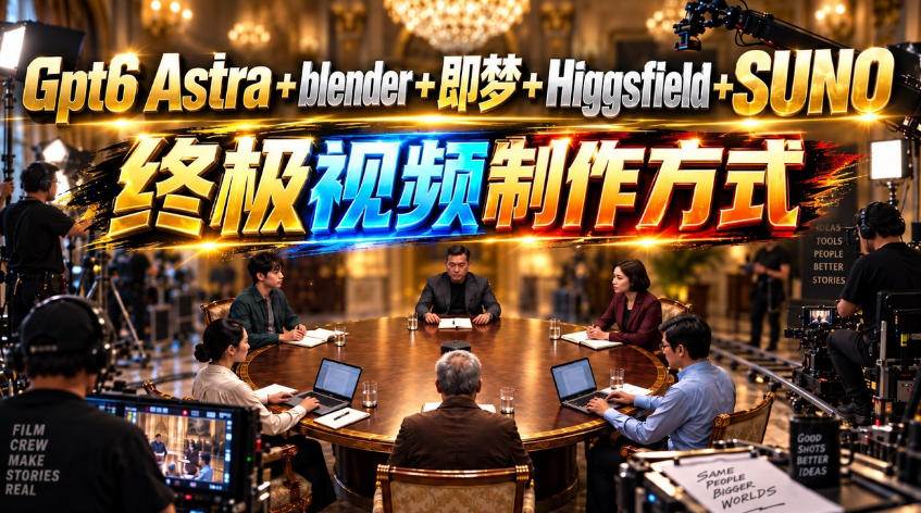 GPT-6 Astra+Blender+即梦+Higgsfield+Suno=终极视频制作方式!|副业联盟