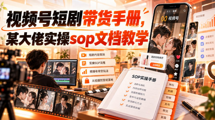 视频号短剧带货手册,某大佬实操sop文档教学|副业联盟