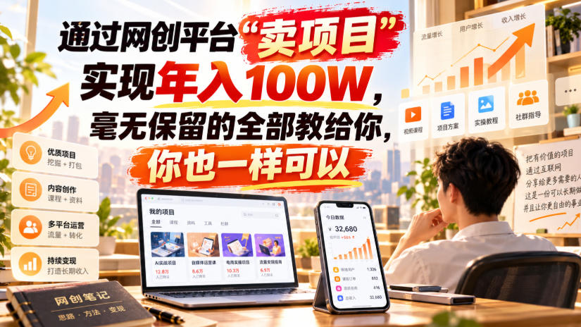 通过网创平台“卖项目”实现年入100W，毫无保留的全部教给你，你也一样可以！【揭秘】 - 副业联盟|副业联盟