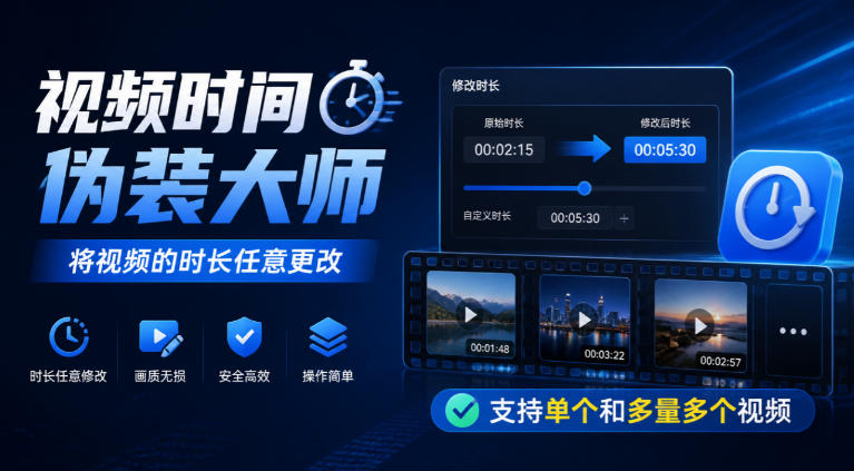 视频时间伪装大师,将视频的时长任意更改,支持单个和多量多个视频|副业联盟