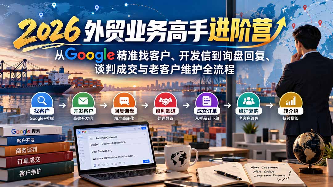 2026外贸业务高手进阶营:从Google精准找客户、开发信到询盘回复、谈判成交与老客户维护全流程|副业联盟