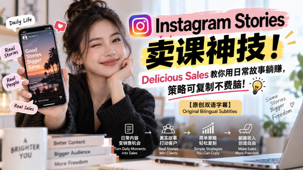 Instagram Stories卖课神技!Delicious Sales教你用日常故事躺賺,策略可复制不费脑!【原创双语字幕】|副业联盟