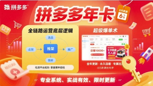 拼多多年卡,拼多多全链路运营底层逻辑,超级爆单术【更新26年10月】|副业联盟