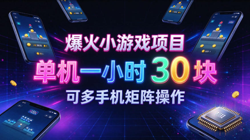 爆火小游戏撸金项目,实测单机一小时30+,可多手机矩阵操作,新手看完一遍就能上手【揭秘】|副业联盟