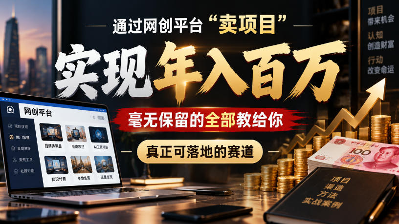 通过网创平台“卖项目”实现年入100w,毫无保留的全部教给你,真正可落地的赛道【揭秘】|副业联盟