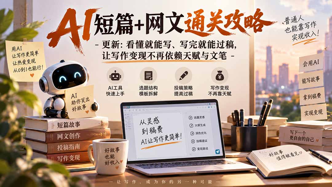 AI短篇+网文通关攻略-更新1009：看懂就能写、写完就能过稿，让写作变现不再依赖天赋与文笔|副业联盟