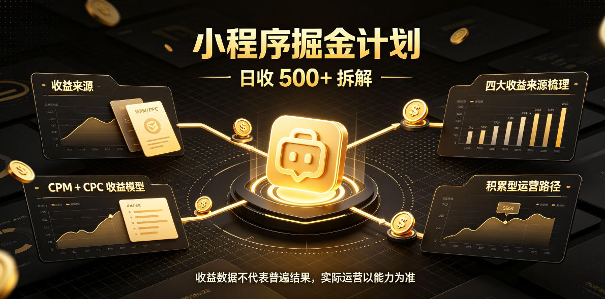 小程序推广计划,日收500+,腾讯官方打款,客户留存率高,收益长期稳定【揭秘】|副业联盟
