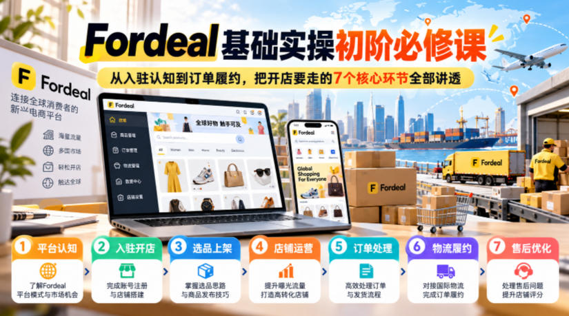 Fordeal基础实操初阶必修课,从入驻认知到订单履约,把开店要走的7个核心环节全部讲透|副业联盟